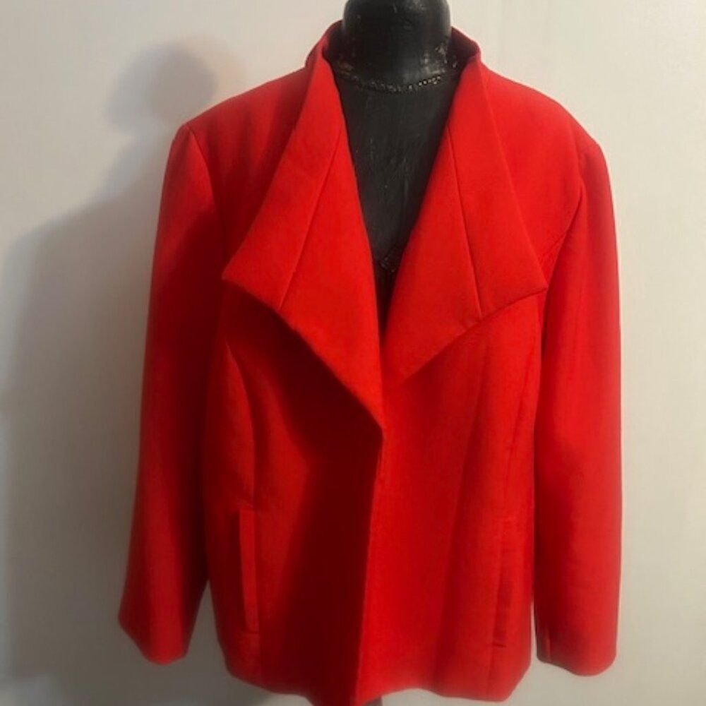 Talbots Red Drape front open blazer, size 1X